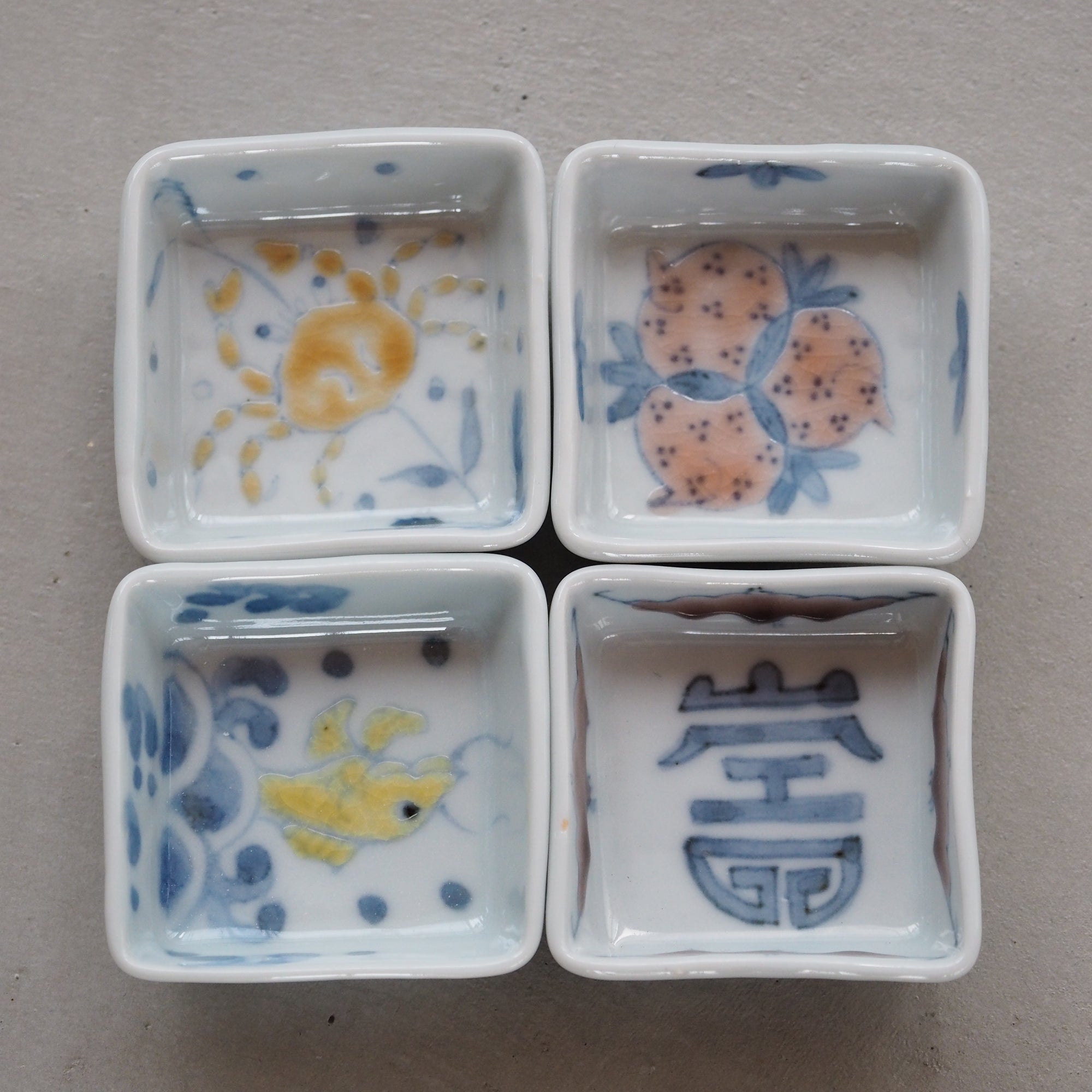 清水なお子/色絵絵違い角豆鉢